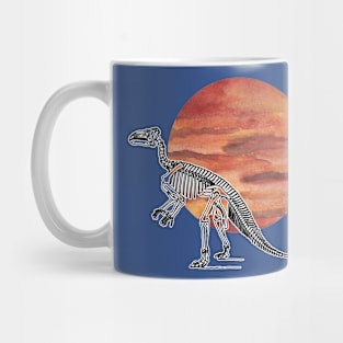 Dinosaur Skeleton in Space Red Planet Mug